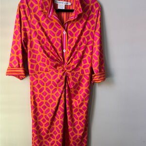 Gretchen Scott Designs Pink and Orange Geometric Dress